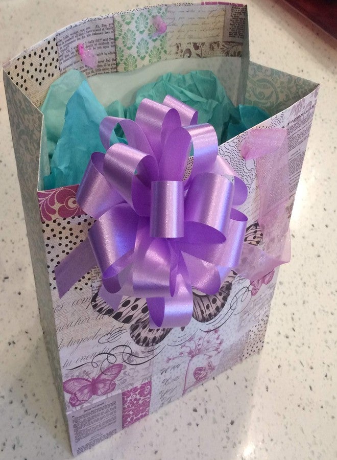 GiftWrap Etc. Lavender Satin Gift Pull Bows - 4" Wide, Set of 9, Valentine's Day, V-Day, Easter, Silky Fabric Gift Bows, Mother's Day, Wedding, Baby Shower, Party Favor Decor, Birthday, Christmas - Image 5